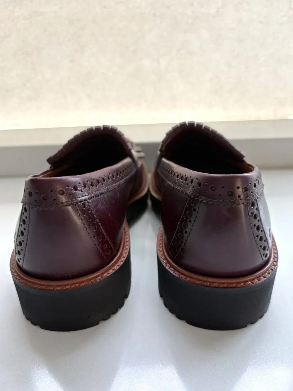 Ecco Metropole Oslo Penny Loafers Leather Kiltie Brogue Slip On Ruby Size 37 NEW